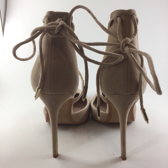 💋Lulu’s Stilletto’s Nude Suede Lace-Up Reposh! - Picture 5 of 7